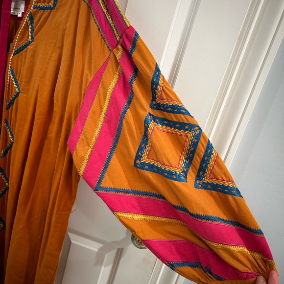 Anthropologie Stasiana Embroidered Tunic Boho Mini Long Sleeve Dress XL - Picture 9 of 12